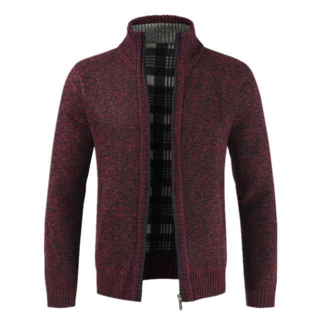 Autumn Winter New Men's Jacket Slim Fit Stand Collar Zipper Jacket Men Solid Cotton Thick Warm Jacket Men