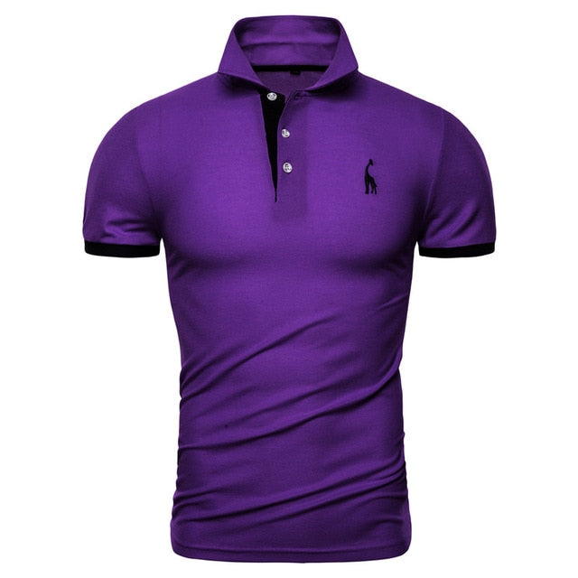 Quality Cotton Polos Men Embroidery Polo Giraffe Shirt Men Casual Patchwork Male Tops Clothing Men