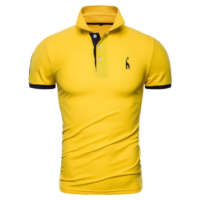Quality Cotton Polos Men Embroidery Polo Giraffe Shirt Men Casual Patchwork Male Tops Clothing Men