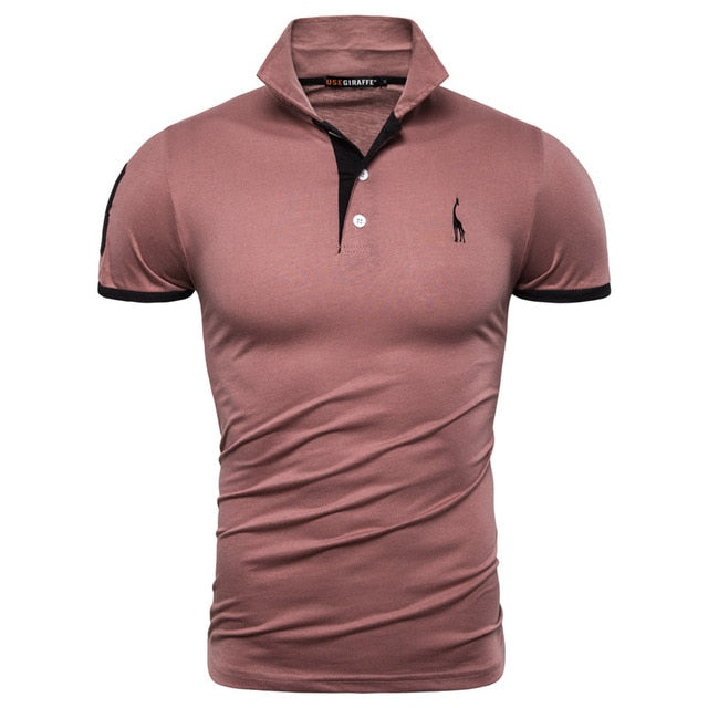 Quality Cotton Polos Men Embroidery Polo Giraffe Shirt Men Casual Patchwork Male Tops Clothing Men