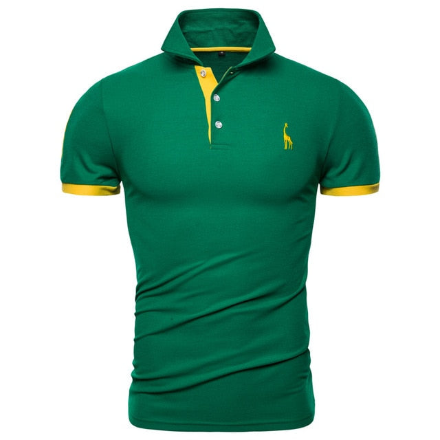 Quality Cotton Polos Men Embroidery Polo Giraffe Shirt Men Casual Patchwork Male Tops Clothing Men