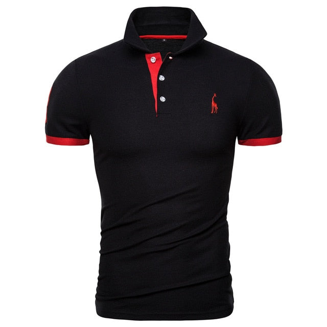 Quality Cotton Polos Men Embroidery Polo Giraffe Shirt Men Casual Patchwork Male Tops Clothing Men