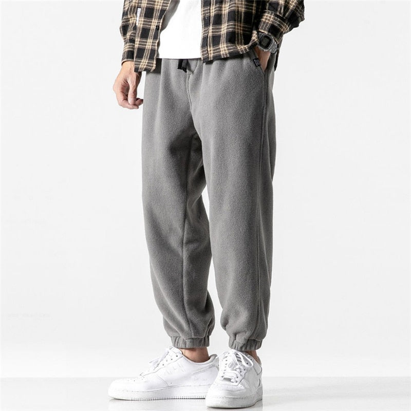 New Loose Jogging Pants Men 2021 New Fashion Fleece Autumn Winter Warm Sweatpants Male Outdoor Straight Trousers Pantalon Hommes