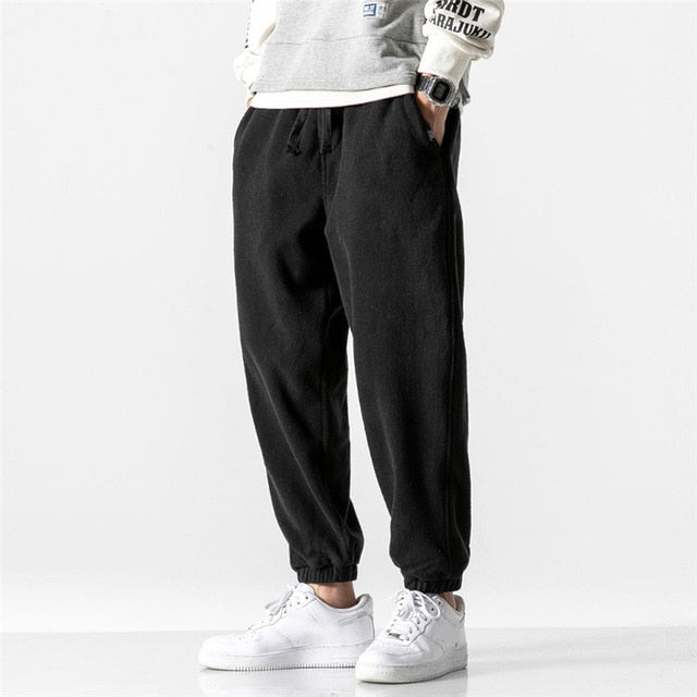 New Loose Jogging Pants Men 2021 New Fashion Fleece Autumn Winter Warm Sweatpants Male Outdoor Straight Trousers Pantalon Hommes