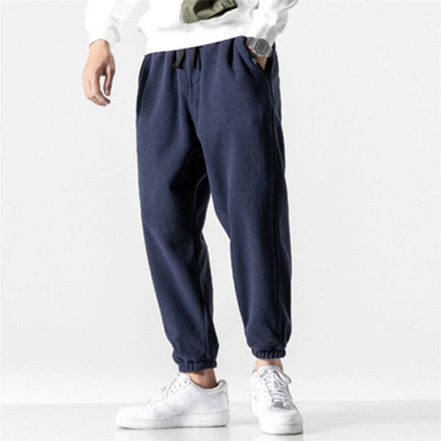 New Loose Jogging Pants Men 2021 New Fashion Fleece Autumn Winter Warm Sweatpants Male Outdoor Straight Trousers Pantalon Hommes