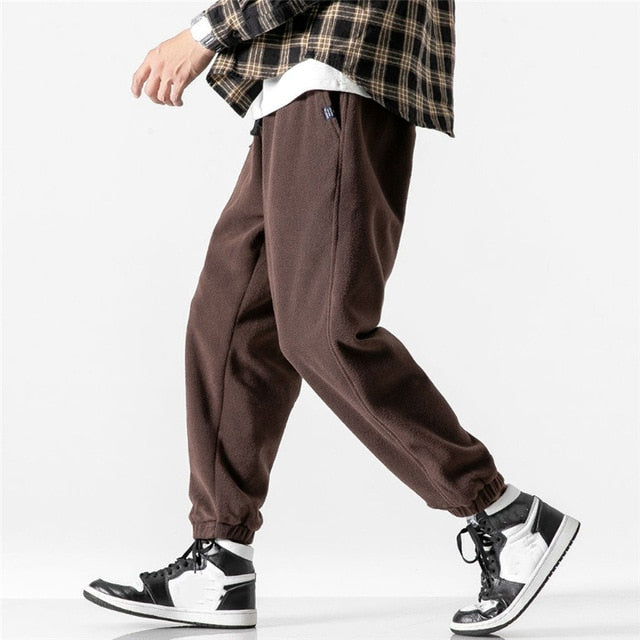 New Loose Jogging Pants Men 2021 New Fashion Fleece Autumn Winter Warm Sweatpants Male Outdoor Straight Trousers Pantalon Hommes