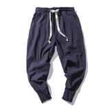Streetwear Men Harem Pants Korean Style Casual Cotton Linen Trouser Man Jogger Pants 2021 New Baggy Pants Men