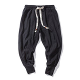 Streetwear Men Harem Pants Korean Style Casual Cotton Linen Trouser Man Jogger Pants 2021 New Baggy Pants Men