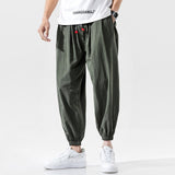 Streetwear Men Harem Pants Korean Style Casual Cotton Linen Trouser Man Jogger Pants 2021 New Baggy Pants Men