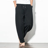 Streetwear Men Harem Pants Korean Style Casual Cotton Linen Trouser Man Jogger Pants 2021 New Baggy Pants Men
