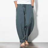 Streetwear Men Harem Pants Korean Style Casual Cotton Linen Trouser Man Jogger Pants 2021 New Baggy Pants Men