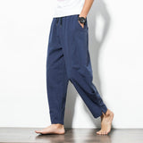 Streetwear Men Harem Pants Korean Style Casual Cotton Linen Trouser Man Jogger Pants 2021 New Baggy Pants Men
