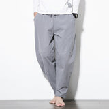 Streetwear Men Harem Pants Korean Style Casual Cotton Linen Trouser Man Jogger Pants 2021 New Baggy Pants Men