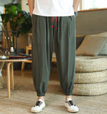 Streetwear Men Harem Pants Korean Style Casual Cotton Linen Trouser Man Jogger Pants 2021 New Baggy Pants Men