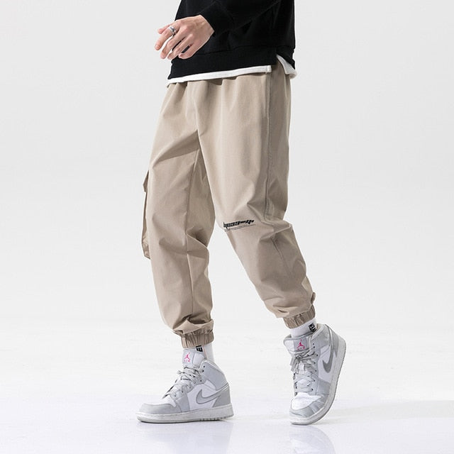 2021 Men's Side Pockets Cargo Harem Pants Fashion Black Hip Hop Casual Male Joggers Trousers Fashion Streetwear Pants Men