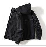 Spring Men's Jacket Autumn Casual Zipper Coat Fashion Solid Color Printing Hooded Jackets Sports Hip Hop Streetwear