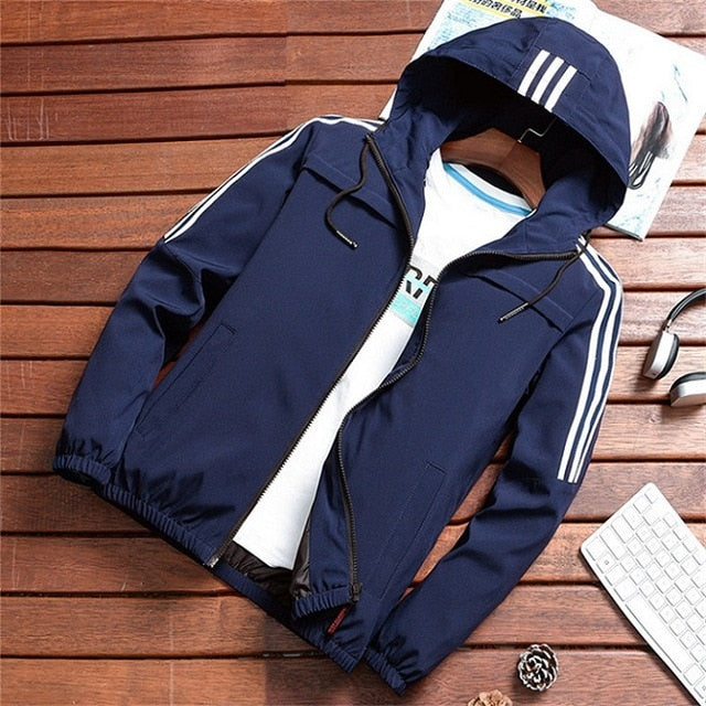 New Mens Bomber Jacket Casual Hooded Spring Autumn Hip Hop Harajuku Streetwear Male Zipper Jacket Coat