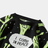 Sweater Men Jumpers Knitted Harajuku Alien Hip Hop Streetwear Men Knitwear Clothing Pullover Oversize Sweaters