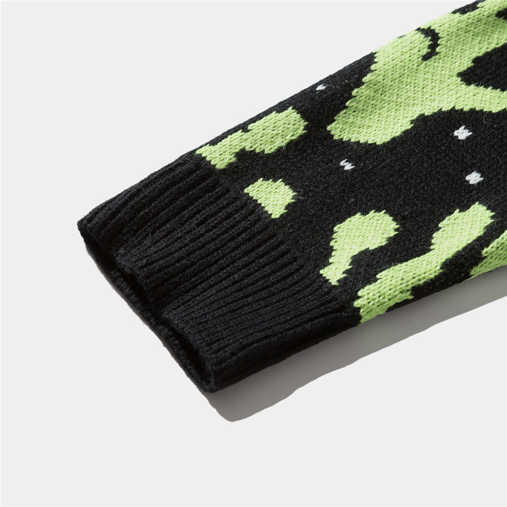 Sweater Men Jumpers Knitted Harajuku Alien Hip Hop Streetwear Men Knitwear Clothing Pullover Oversize Sweaters