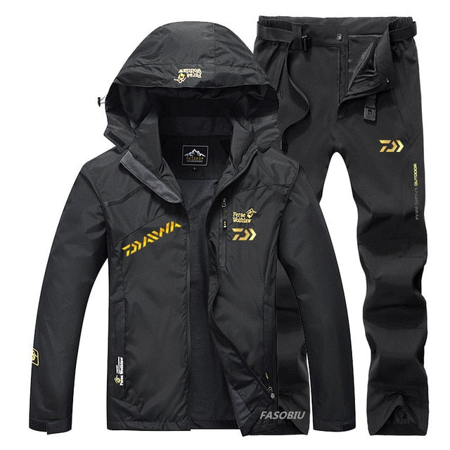 Suit Men Spring Autumn Thin Fishing Clothing Hooded Sports Hiking Fishing Jacket Outdoor Clothes Fishing Wear