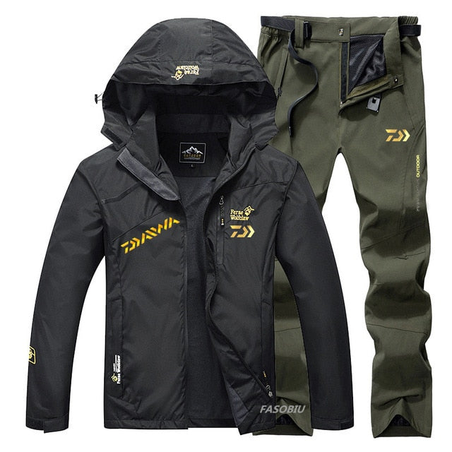 Suit Men Spring Autumn Thin Fishing Clothing Hooded Sports Hiking Fishing Jacket Outdoor Clothes Fishing Wear