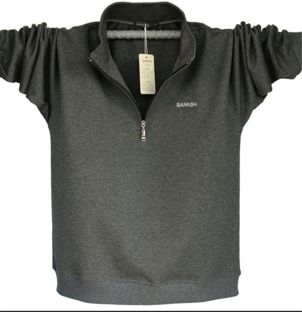 2021 Mens Long Sleeve Poloshirt Brand High Quality Plus Size Stand Collar Cotton Shirts Men Zipper Camisa Polos