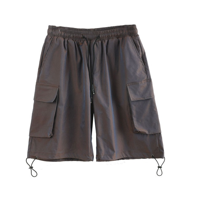 2021 Summer New Youth Popular Men's Loose Solid Color Big Pocke Pants Fashion Casual Fashion Casual Straight Shorts
