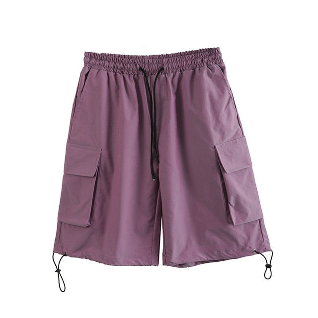2021 Summer New Youth Popular Men's Loose Solid Color Big Pocke Pants Fashion Casual Fashion Casual Straight Shorts