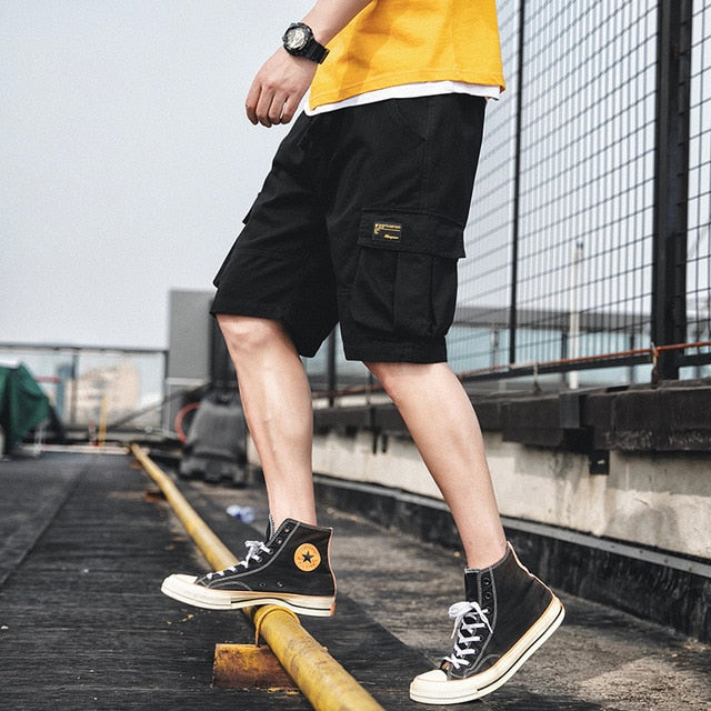 Men Summer Shorts Big Pockets Cargo Shorts High Street Fashion Army Green Military Tactical Shorts Men Loose