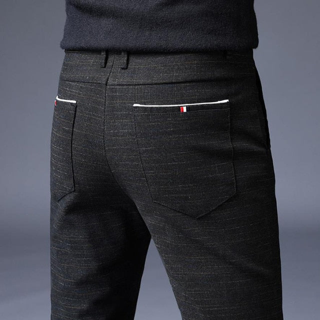 2021 Men's Stripe Casual Pants Mens Four Seasons High Quality Business Trousers Men's Straight Harem Pants