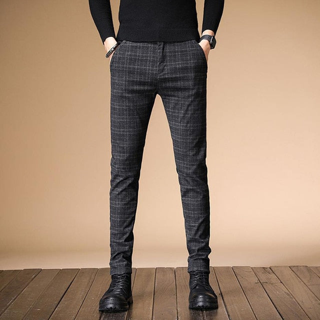 2021 Men's Stripe Casual Pants Mens Four Seasons High Quality Business Trousers Men's Straight Harem Pants