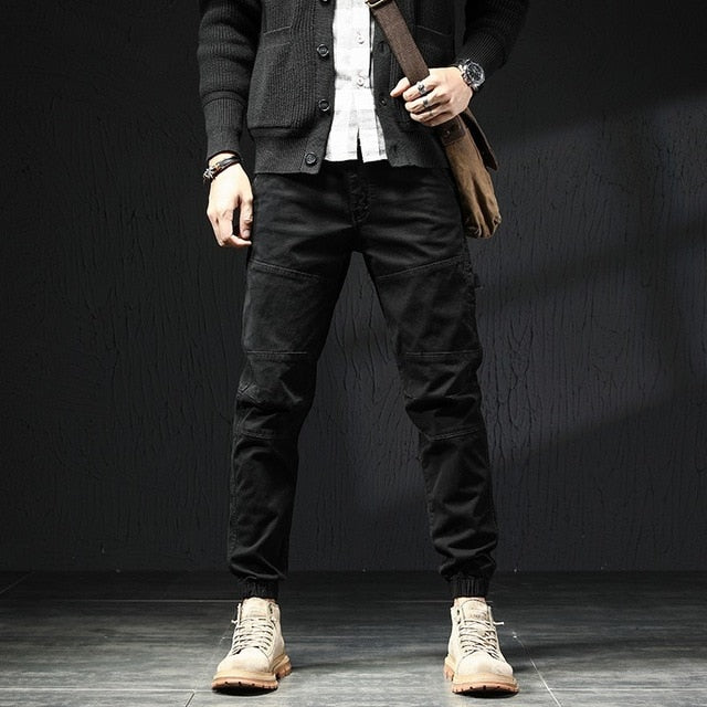 Military Tactical Cargo Pants Men Fashion Korean Streetwear Casual Stretch Cotton Slim Trousers