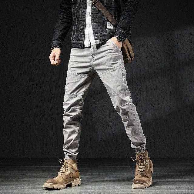 Military Tactical Cargo Pants Men Fashion Korean Streetwear Casual Stretch Cotton Slim Trousers