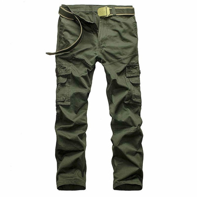 Mens Autumn Winter Trousers Cargo Pants Men Cotton Multi-Pockets Military Outdoor Pants Casual Cotton Trousers Male