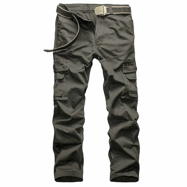 Mens Autumn Winter Trousers Cargo Pants Men Cotton Multi-Pockets Military Outdoor Pants Casual Cotton Trousers Male