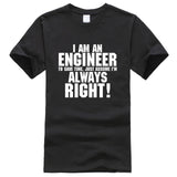 I AM AN ENGINEER Printed Letter Summer 2021 T-shirts Short Sleeve Cotton Harajuku Jersey