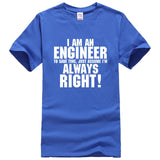I AM AN ENGINEER Printed Letter Summer 2021 T-shirts Short Sleeve Cotton Harajuku Jersey