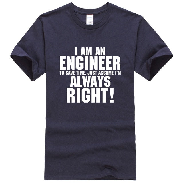 I AM AN ENGINEER Printed Letter Summer 2021 T-shirts Short Sleeve Cotton Harajuku Jersey