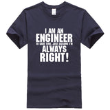 I AM AN ENGINEER Printed Letter Summer 2021 T-shirts Short Sleeve Cotton Harajuku Jersey