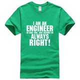 I AM AN ENGINEER Printed Letter Summer 2021 T-shirts Short Sleeve Cotton Harajuku Jersey