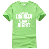 I AM AN ENGINEER Printed Letter Summer 2021 T-shirts Short Sleeve Cotton Harajuku Jersey