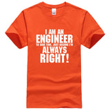 I AM AN ENGINEER Printed Letter Summer 2021 T-shirts Short Sleeve Cotton Harajuku Jersey