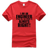 I AM AN ENGINEER Printed Letter Summer 2021 T-shirts Short Sleeve Cotton Harajuku Jersey