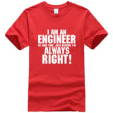 I AM AN ENGINEER Printed Letter Summer 2021 T-shirts Short Sleeve Cotton Harajuku Jersey