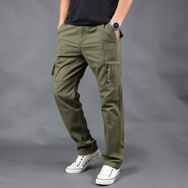 Side Pocket Cargo Pants Men Casual Black Military Army Zipper Tacital Pants Men Overalls 2019 Autumn Plus Size XXXL