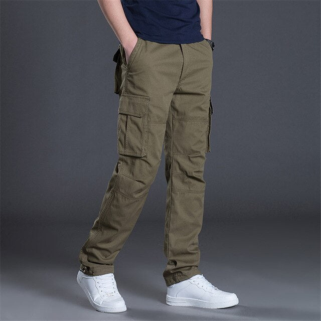 Side Pocket Cargo Pants Men Casual Black Military Army Zipper Tacital Pants Men Overalls 2019 Autumn Plus Size XXXL