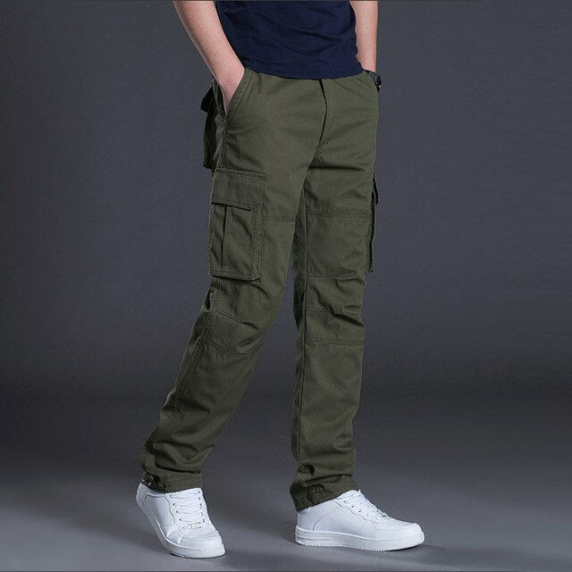 Side Pocket Cargo Pants Men Casual Black Military Army Zipper Tacital Pants Men Overalls 2019 Autumn Plus Size XXXL