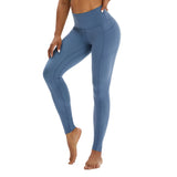 Workout Leggings for Women with Pockets Gray Blue