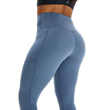 Workout Leggings for Women with Pockets Gray Blue