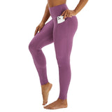 High Waisted Leggings for Women with Pockets Purple